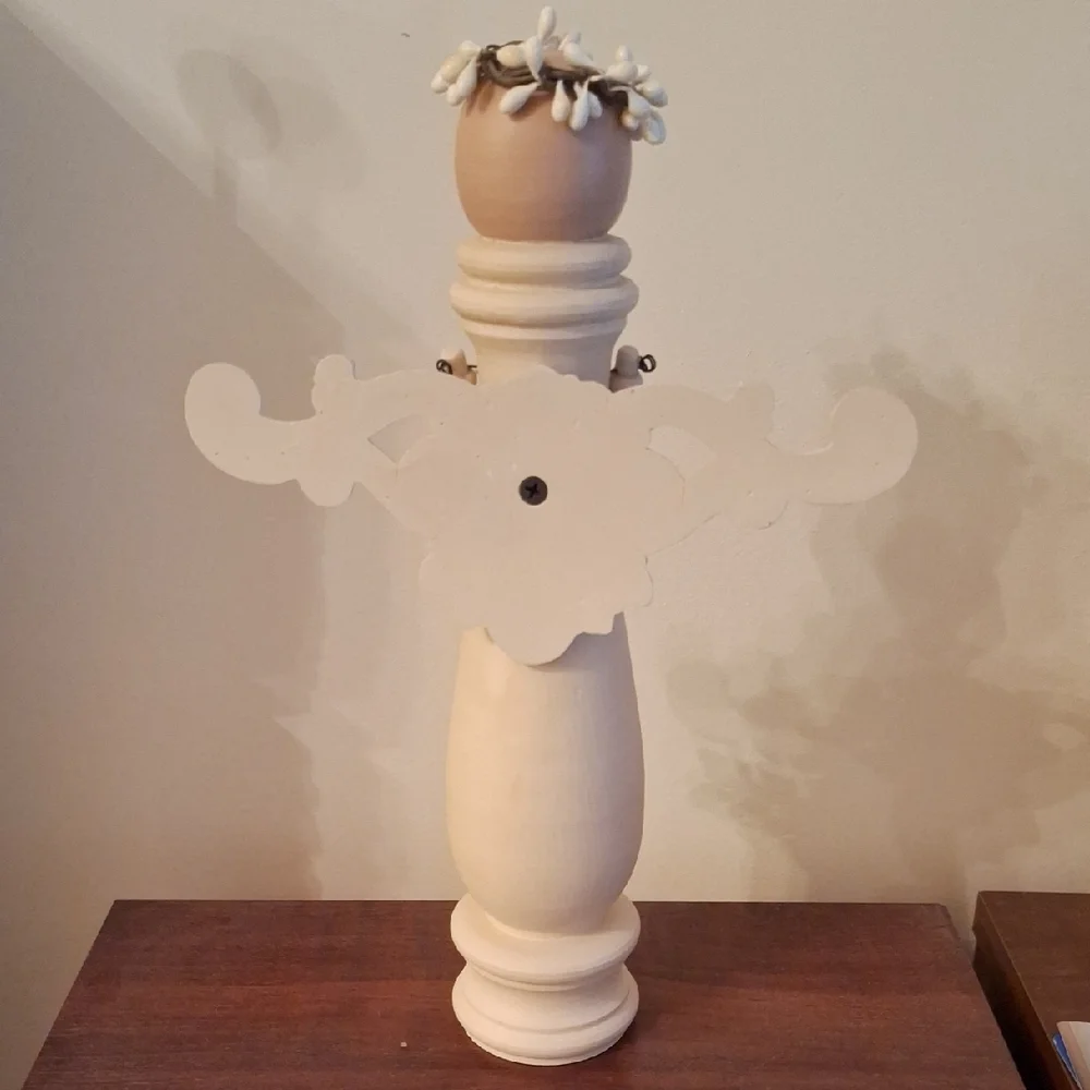Wooden Angel Figurine with Snowflake Pendant